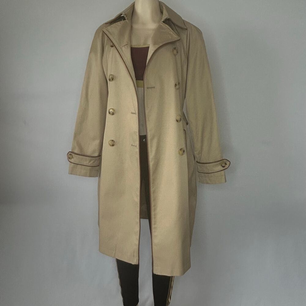 Lauren Ralph Lauren Trench Coat Women’s M Tan Belted Double Breasted Classic